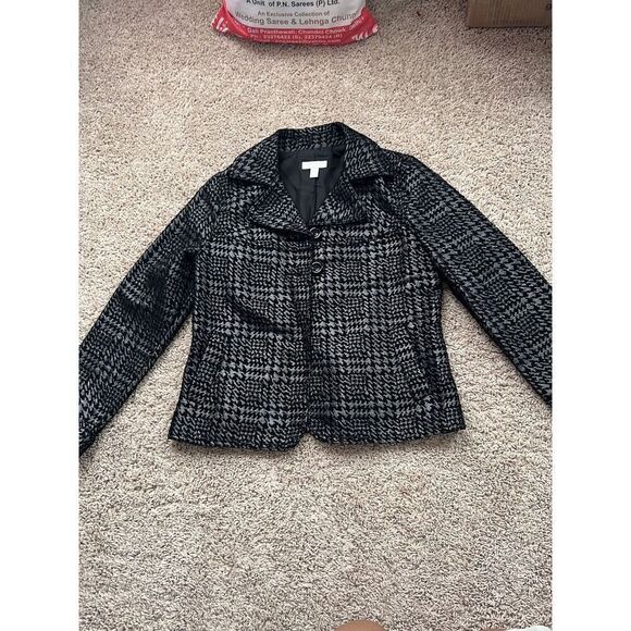 Charter Club Lapel Collar 2-Button Cape Blazer Jacket Silver Metallic 10P - Picture 2 of 4